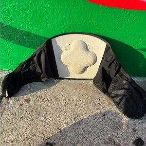 Black and Cream Back Support Brace with Cushion